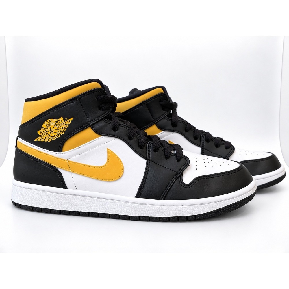 Nike Air Jordan 1 Mid Black White Pollen Sneakers
